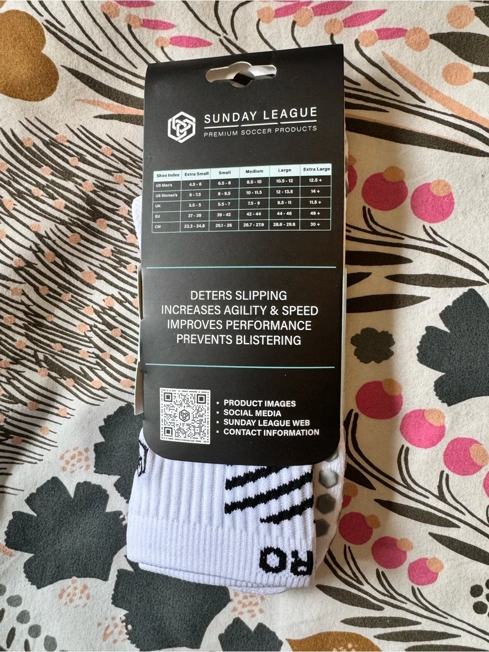 NEW Sunday League SL Pro Grip Socks Soccer White Size XL NWT